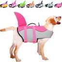 ASENKU Dog Life Jacket Ripstop Pet Floatation Vest Saver Swimsuit Preserver for Water Safety at The Pool, Beach, Boating (2XL, Shark Pink)