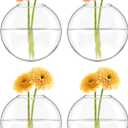 Mkono Wall Hanging Planter Propagation Station Glass Flower Vase for Hydroponics Plants, Bathroom, Home Office Living Room Decor Gift, Oblate Set of 4(Plants not Included)