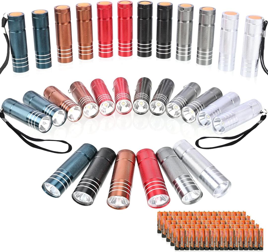 30-Pack Super Bright Mini Flashlight, 1W Aluminum Flashlights Bulk Set with Fluorescent Button AAA Batteries Included for Night Emergency Party Hiking Backpacking Pocket Gift