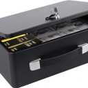 Fireproof Document Box with Key Lock, Fire Resistant Safe Storge Box Security Chest for Valuables, Documents, Passport, Cash, Pistols, Exterior Size 12.7 x 8.7 x 4.6 Inch