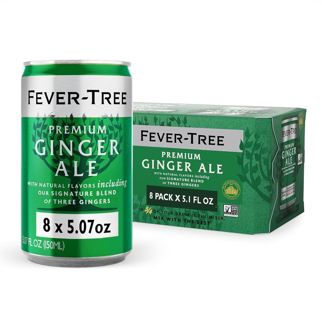 Fever-Tree Ginger Ale Premium Mixer for Cocktails and Mocktails, 5.1 fl oz Cans, Pack of 8 Naturally Sourced, Non-GMO (EXP 09/30/26)