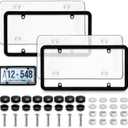 Nicunom 2 Pack Clear License Plate Covers and Frames Combo, License Plate Frame with Protector, Universal Car License Plate Shield Holder for Standard US Plates with Screws Caps