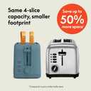 bella 4 Slice Slim Toaster, Fits-anywhere Kitchenware, 6 Setting Shade Control with Reheat & Cancel Buttons, Fits Sourdough, 10 Long Slot, Anti Jam & Auto Shutoff, 900 Watt, Surf