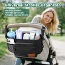 Guiseapue Universal Stroller Organizer with Cup Holder: Stroller Caddy Accessories with Detachable Phone Bag Fit for Uppababy, Non-Slip Straps, Walker Accessories, First Mothers Day Gifts for New Mom