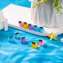 100pcs Summer Beach Ducks, Mini Resin Ducks Colorful Duck Figurines with Surfing Glasses Surfboards for Baby Shower Miniature Garden Landscape DIY Dollhouse Potted Plants Pool Party Decoration