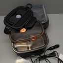 Buddew Electric Lunch Box for Adults, 80W Heated Lunch Box with Dual 1.5L Stainless Steel Portable Food Warmer,12/24/110V Lonchera Electrica Portatil for Travel & Work, Loncheras para Hombres de Trabajo (Black - Dual Container)