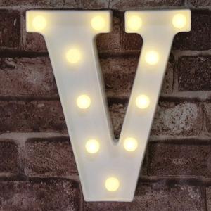 Pooqla LED Marquee Letter Lights Sign, Light Up Alphabet Letter for Home Party Wedding Decoration V (Letter V, Warm White)