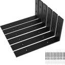 6-Pack Heavy Duty 12-Inch Black Shelf Brackets, L Shelf Bracket 12 Inch for Floating Shelves, 1/5-Inch Thick