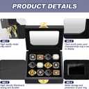 Equsion Championship Ring Display Case 12 Slots Baseball Ring Holder Box for Single Replica Baseball Softball Football Sports Souvenirs Storage Organizer Wooden Box
