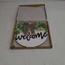Sattiyrch Welcome Sign for Front Door Round Wood Sign Hanging for Farmhouse porch Door Decoration (White)