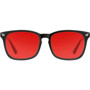 TIJN Sleep Glasses with Blue Green Light Blocking, Red Light Lens for Computer Gaming, Screen Fatigue & UV Protection