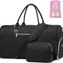 Duffle Bag for Travel, Weekender Bag with Shoe Compartment, Carry On Overnight Bag for Women with Toiletry Bag Duffel Bags with Wet Pocket for Gym Hospital Bags for Labor and Delivery Black