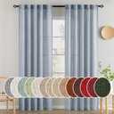 MIULEE Chambray Blue Linen Curtains 90 Inch Long 2 Panels for Bedroom Living Room, Soft Linen Textured Window Drapes Semi Sheer Light Filtering Back Tab Rod Pocket Farmhouse Modern Burlap Look Decor