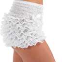 Fun Shack White Ruffle Shorts, Women Bloomers Shorts, Lace Ruffle Bloomer (One Size)