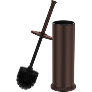 Bronze Toilet Brush and HolderExtra Long Handled Toilet Brush for BathroomStainless Steel Heavy Duty Toilet Bowl Brush,Removable Inner Bowl,Deep Cleaning Dense Bristles Cleaner Brush -Space Saving