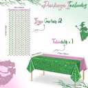 Ycitusi Witch Theme Party Decorations, Witch Hat Crown Rain Curtain, Pink and Green Waterproof Tablecloth for Wicked Party Decorations, Pink Green Birthday Party Supplies, 3PCS