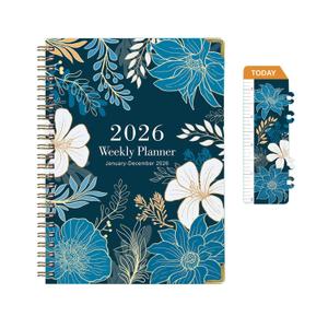 5 x Academic Planner 2026, A5 Weekly & Monthly Calendar Planner with Tabs, PVC Bookmark, Metal Corner Protectors, Inner Pocket, 8.54 × 6.22" Hardcover School Daily Agenda Book for Teacher Student (Purple)