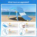 Grandekor Upgraded 6'×6' Pop Up Beach Canopy Tent Bold Blue White Stripe | Beach Cabana for Family & Kids UPF 50+ Sun Shelter for Pool Camping with Sand Anchor Sidewall, 6x6