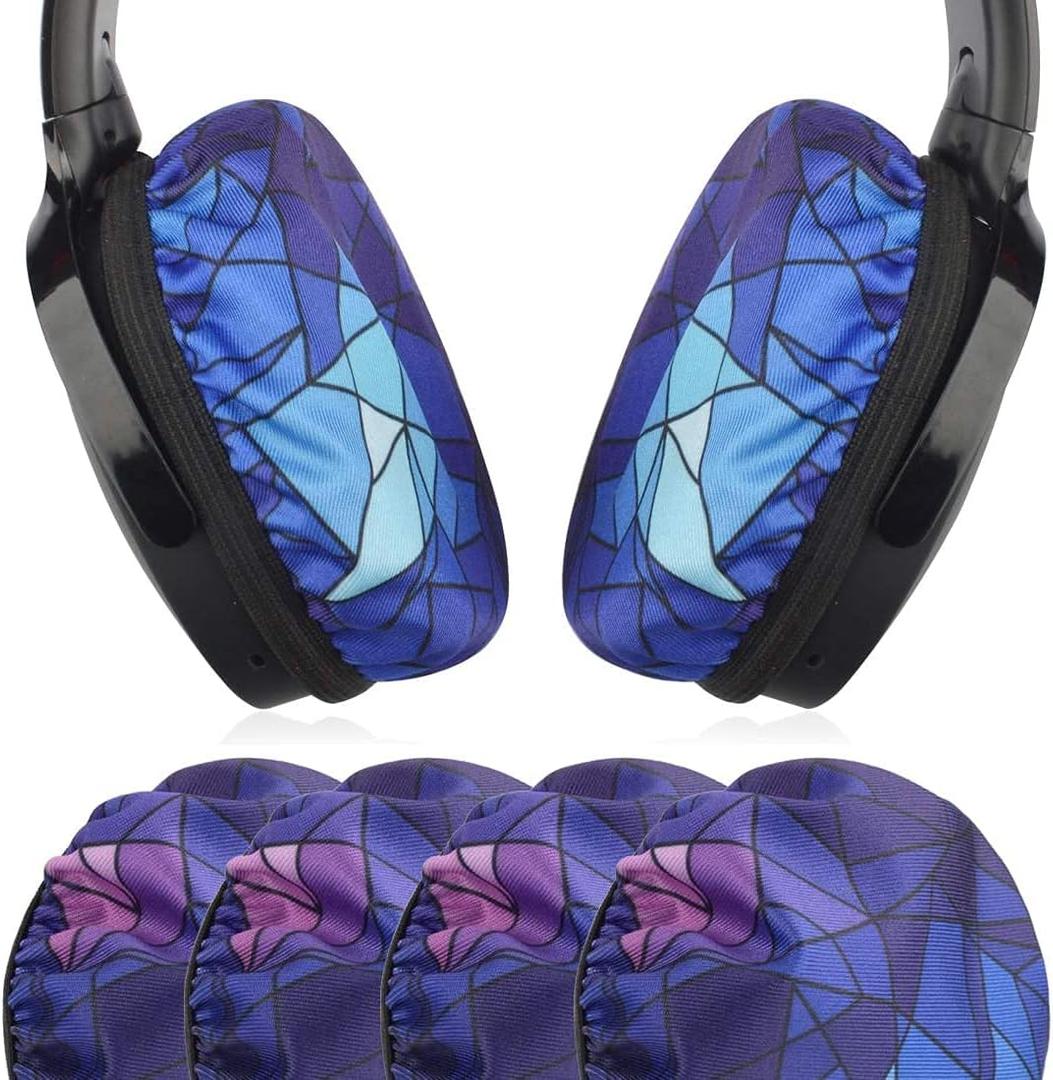 Geekria 2 Pairs Flex Fabric Headphone Covers (Product Safety Certified), Washable & Stretchable Sanitary Ear Protectors for Over-Ear Headsets, Sweat-Resistant (Size M/Diamond)