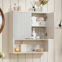 LEYAOYAO Modern Fluted Bathroom Wall Cabinet, Wall-Mounted Medicine Cabinet, 7.7"D×23.5"W×24"H