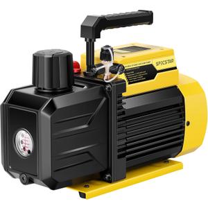 SPECSTAR 3/4 HP 7.2 CFM 110V Dual Stage Rotary Vane HVAC Air Vacuum Pump for R134a R12 R22 R502 R410a Systems with 2 Oil Bottles for Air Conditioner Servicing Resin Degassing and More