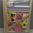 Kids Easel Including 100+ Accessories, Dual-Sided Wooden Easel for Kids Girls Age 3-12 with Magnetic Chalk & Painting Board, Free Height Adjustable Art Easel Supplies for Toddlers (Pink)