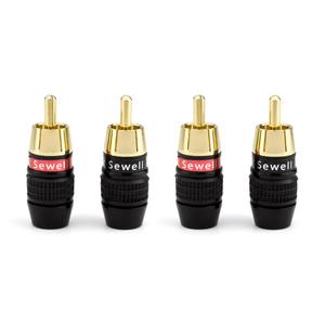 Sewell Deadbolt RCA Plugs, 2 Pairs, Fast-Lock Technology, 24k Gold Plated Speaker Plugs, Premium Solderless SW-32888-2