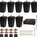 Sofa Legs Square Bed Feet 4 inch Wood Replacement Leg for Furniture Set of 8,Black (4, 8set)