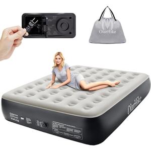 OlarHike Queen Air Mattress with Built in Pump,Inflatable Blow Up Airbed with Storage Bag,13" High Speed Inflation Black, Camping Accessories, Travel and Guests & Indoor