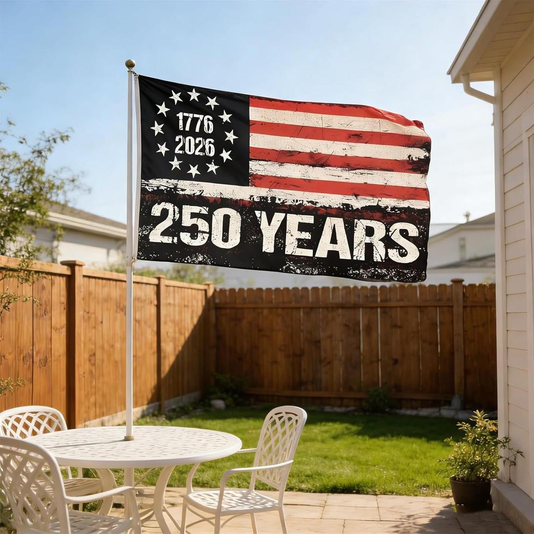 250 Anniversary American Flag - 3x5 Ft America Flag with Brass Grommets, Patriotic Signs Hanging Decor for Living Room, Courtyard - 250 Year of American Freedom - Banner-4