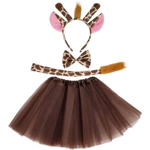 Marrywindix Khaki Giraffe Costume Tutu Set Animal Fancy Dress Costume Kit Halloween Party Dress Up Accessories