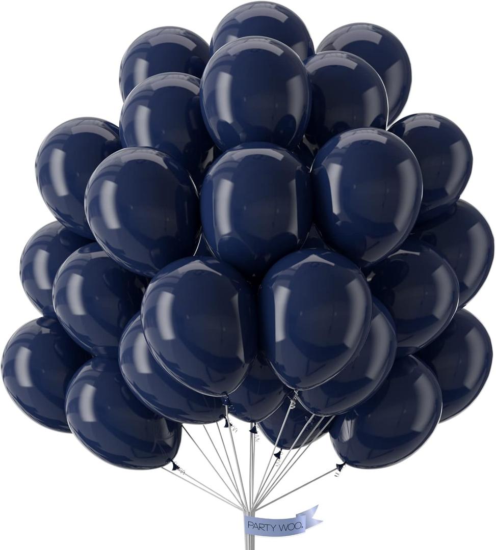 PartyWoo Navy Blue Balloons 50 pcs 12 Inch Matte Dark Blue Latex Helium Balloons for Graduation New Year Weddings Father's Day Sports Theme Baby Shower Birthday Party Decorations Blue-Y72
