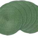 AHHFSMEI Round Braided Placemats 15 Inch Round Table Mats for Dining Tables Natural Woven Heat Resistant Place mats Set of 6 (Olive Green)