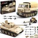 WW2 Panther Medium Tank & RSO Tractor Vehicle Building Blocks, Compatible with Lego Military Set, Great Army Gift for Kids and Teens Over 8 Years Old (1078 Pieces)