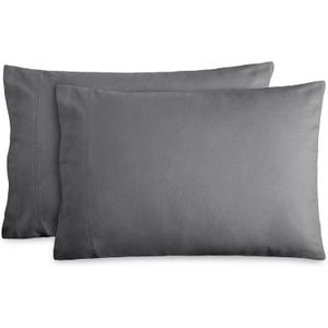 Bare Home Flannel Standard Pillowcases Set of 2 - 100% Cotton - Velvety Soft & Cozy - Double Brushed Heavyweight Flannel Pillowcases (Standard Pillowcase Set of 2, Grey)