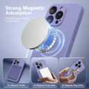 Magnetic for iPhone 14 Pro Case, Compatible with MagSafe, [Full Camera Protection][Screen Protector] Silicone Shockproof Protective Phone Case for iPhone 14 Pro 6.1", Lavender Gray