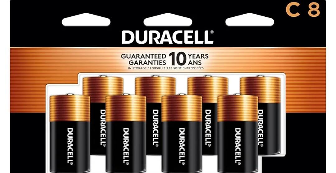 Duracell Coppertop C Batteries, 8 Count Pack, C Battery with Long-lasting Power, All-Purpose Alkaline C Battery for Household and Office Devices