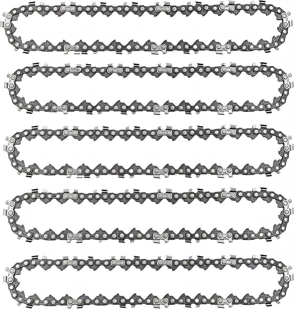 5-Pack 8-inch Chainsaw Chains 3/8" LP Pitch .043" Gauge 33 Drive Links, suitable for Ryobi P4361、P5452、Greenworks 20142、Milwaukee M18 FUEL 3004、Poulan 810 EPT、Worx WG349 and More.