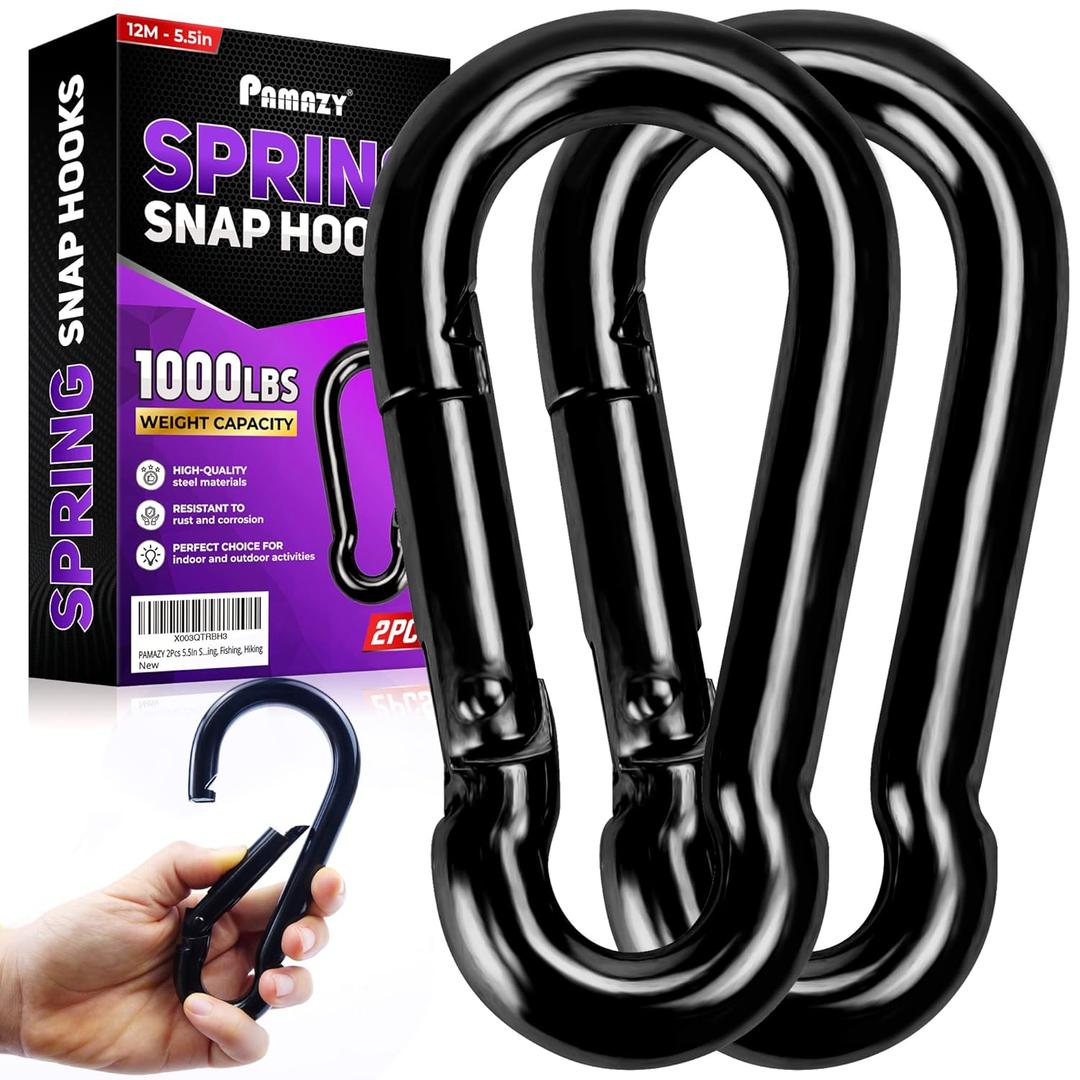 2Pcs 5.5In Spring Snap Hooks 1000LBS Capacity, Carabiner Clip, Heavy Duty Rope Connector, Quick Link Carabiners Spring Snap Hooks for Indoor & Outdoor, Camping, Climbing, Fishing, Hiking