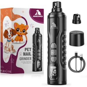 Electric Dog Nail Grinder: 5-Speed Quiet Dog Nail Trimmer with LED Light, Adjustable Safety Guard, Rechargeable Cordless Design for Small to Large Dogs & Cats(Black)