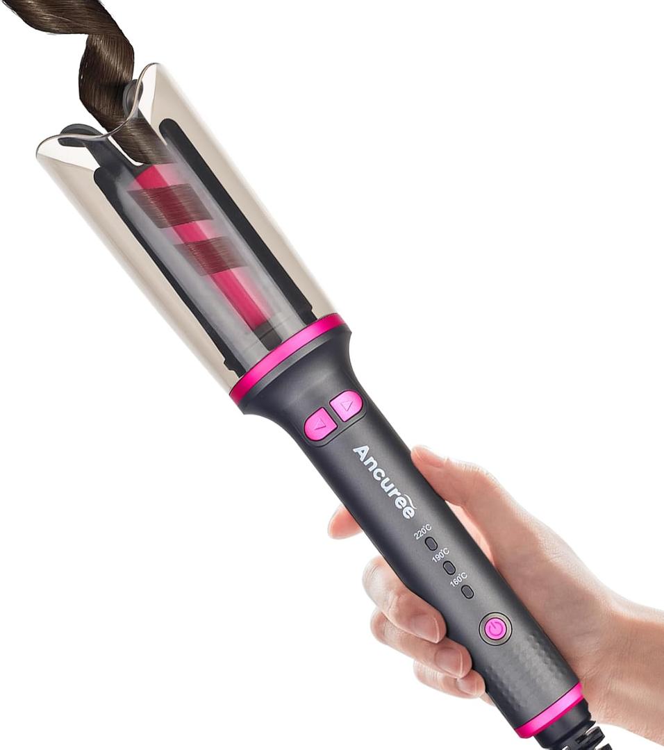 Automatic Curling Iron Rotating, Anti-Tangle Rotating Curling Wand, Quick Hair Curler, Anti-Scald Curler with Auto Shut-Off for Hair Styling(Grey)