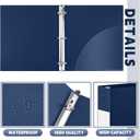 Henoyso 12 Pcs Navy Blue 1.5 Inch 3 Ring Binder Bulk, Fits Letter Size 8.5'' x 11'' Paper, Holds 350 Sheets, 2 Pockets Plastic Binders Pack for School Office Home Organization, Press-to-Open Ring