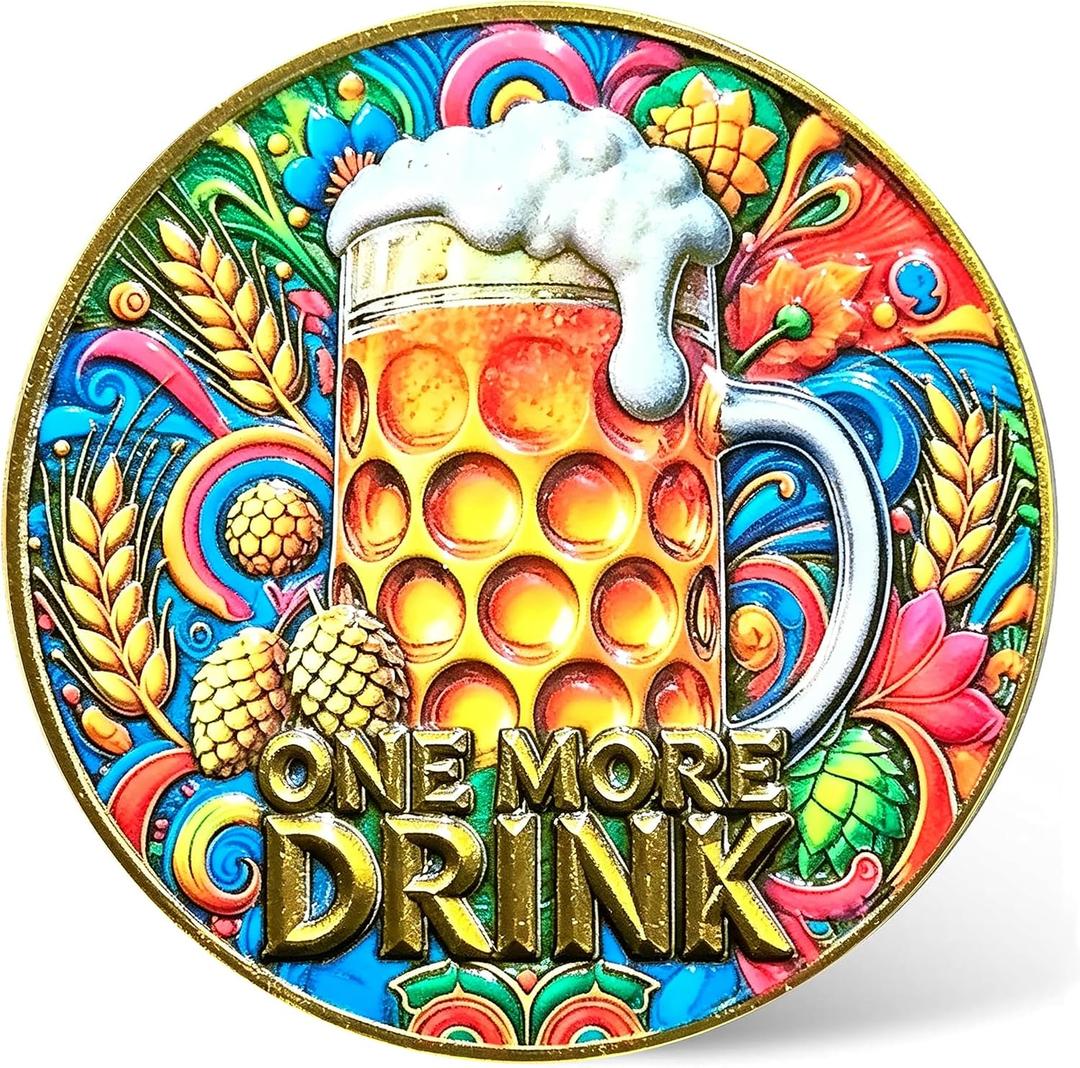 2 x ONE More Drink & Party's Over Fun Colorful Decision Coin for Social Events, Parties & Gifts ﻿