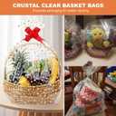 2 x 15Pcs 18X30 inch Gold Star Printed Clear Cellophane Gift Wrap Bags Basket Wrapping Plastic Large Cello Bags for Party Favors Treats Mug with 5" Twist Ties