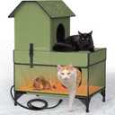 Lesotc Heated Cat House for Outside Cats in Winter, Extremely Waterproof, Fully Insulated Outdoor Cat Shelter with Cat Heating Pad, Heated Cat Bed Warm Pet House for Multi Feral Stray Barn Cat
