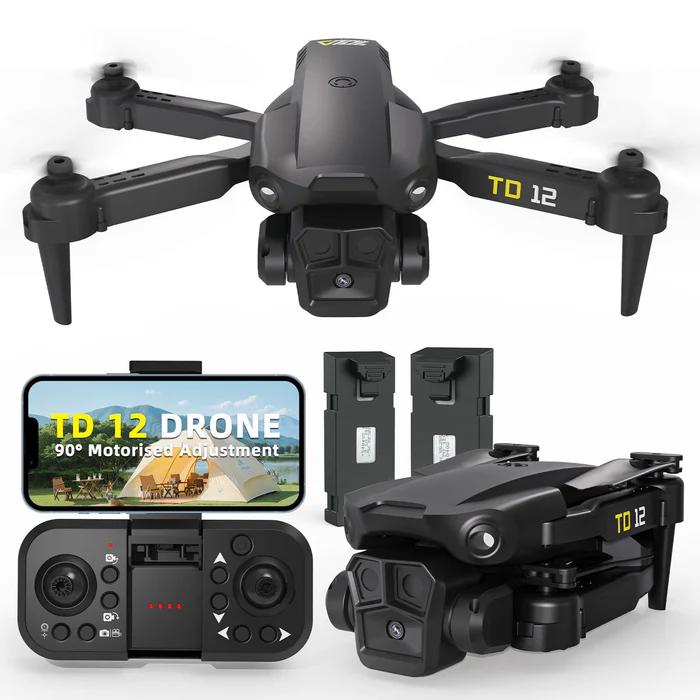 Toladrone TD12 Drone for Beginners, Drone with ESC Camera, Mini Drone, Foldable FPV Drones with Headless Mode, RC Quadcopter with 2 Batteries, Drone with Camera