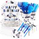168 Pcs Police Birthday Party Decorations Police Officer Plates and Napkins Cups Forks Tableware Sets Congrats Officer Decoration Favors for Policeman Cops Theme Baby Shower Party Supplies Serves 24