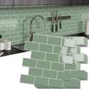 10-Sheet Thick Peel and Stick Kitchen Backsplash Tiles, 3D Subway Waterproof Self-Adhesive Wall Tile Stick on Backsplash for Kitchen and Bathroom (Green,12"12")