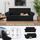 KEKUOU Stretch Loveseat Sofa Cover Slipcover,Couch Covers for 2 Cushion Couch Sofa (55"-78") Furniture Protector Sofa with Elastic Bottom for Kids,Dog. Jacquard Small Checked (Medium, Black)