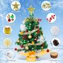 24 Inch/2 FT Mini Christmas Tree Blind Box, Small Tabletop Flocked Tree with LED Lights, Pine Cones, Star Tree Topper, Snow Flocked Artificial Pine Xmas Tree,Mini Gift Box and Cloth Bag Base (Blind Box -50% of White/Green)